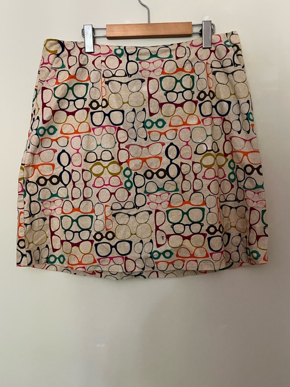 Vintage Eyeglass Print 100% Cotton Multicolour Mini Skirt L/XL